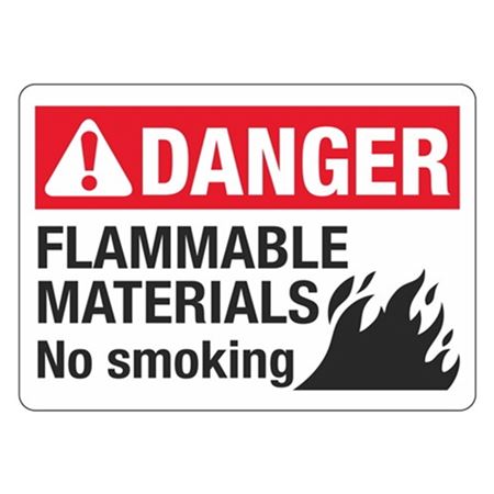 ANSI DANGER Flammable Materials No Smoking